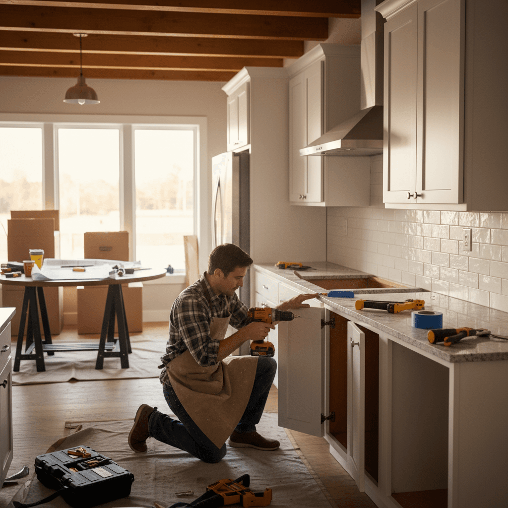 Kitchen remodel with new cabinets and countertops