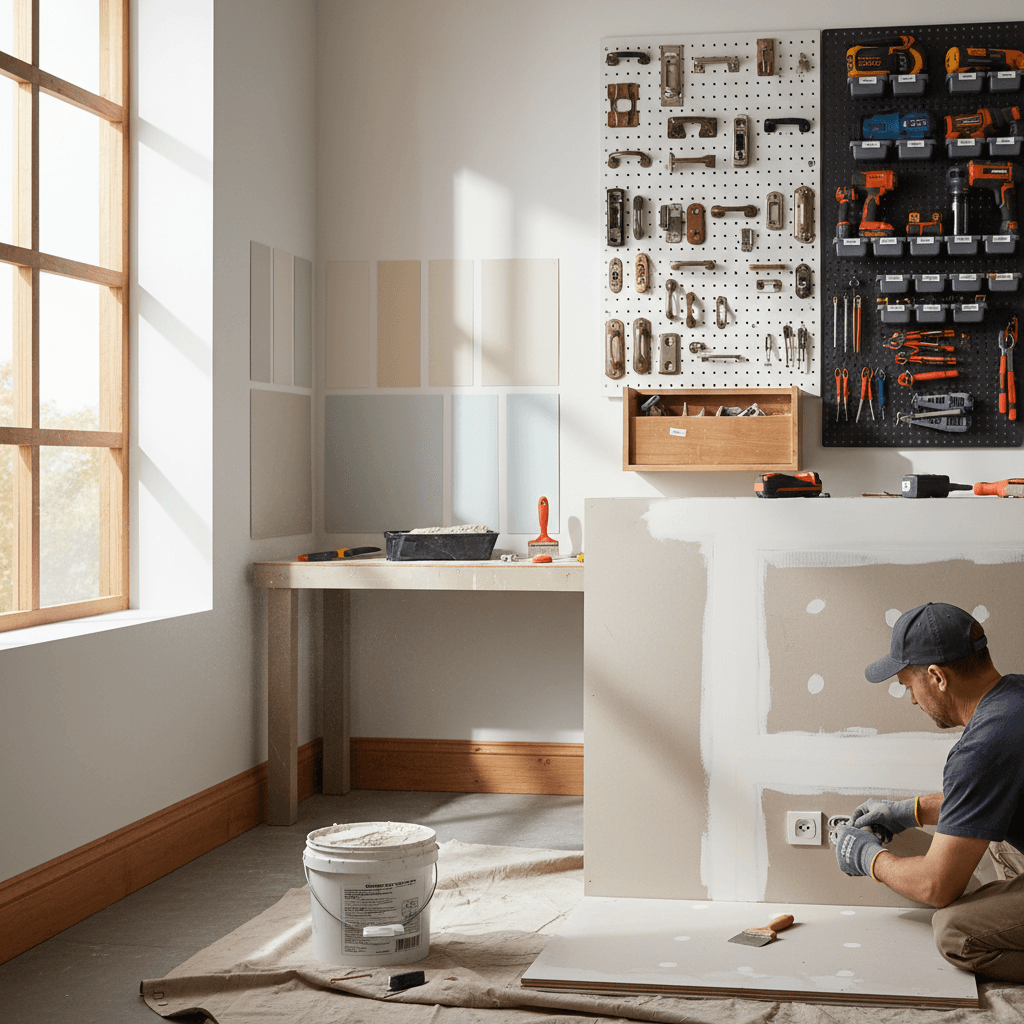 Home repair work including drywall, painting, and electrical updates