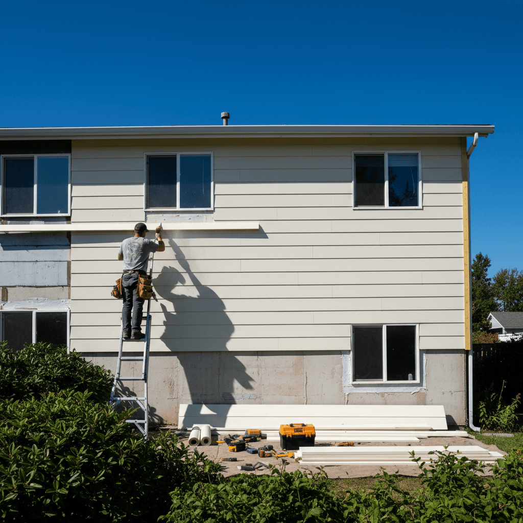 Exterior siding installation on residential home